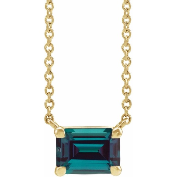 14K Yellow Lab-Grown Alexandrite 18" Necklace - Picture 1 of 3
